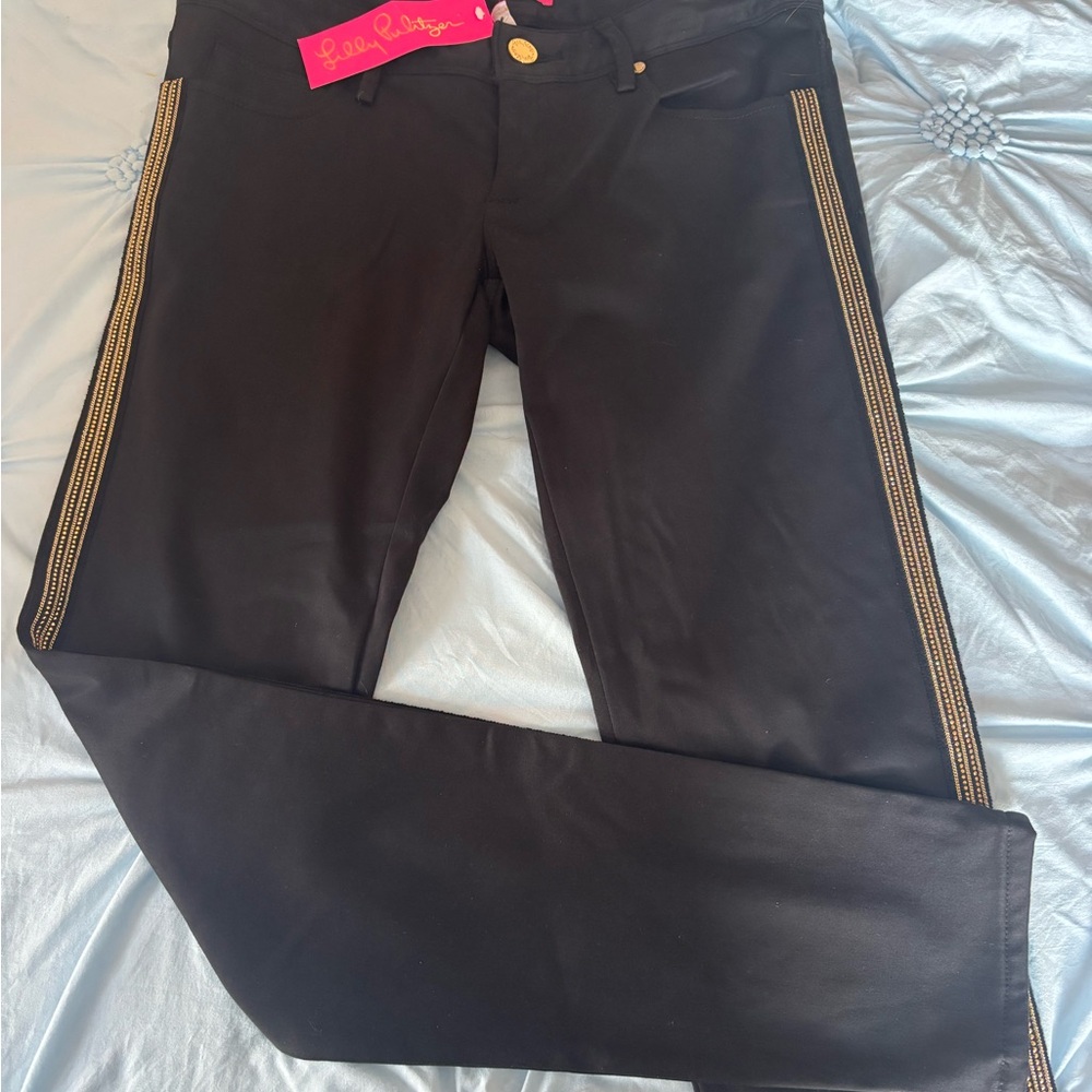 Lilly Pulitzer Black Pants with Gold Stones